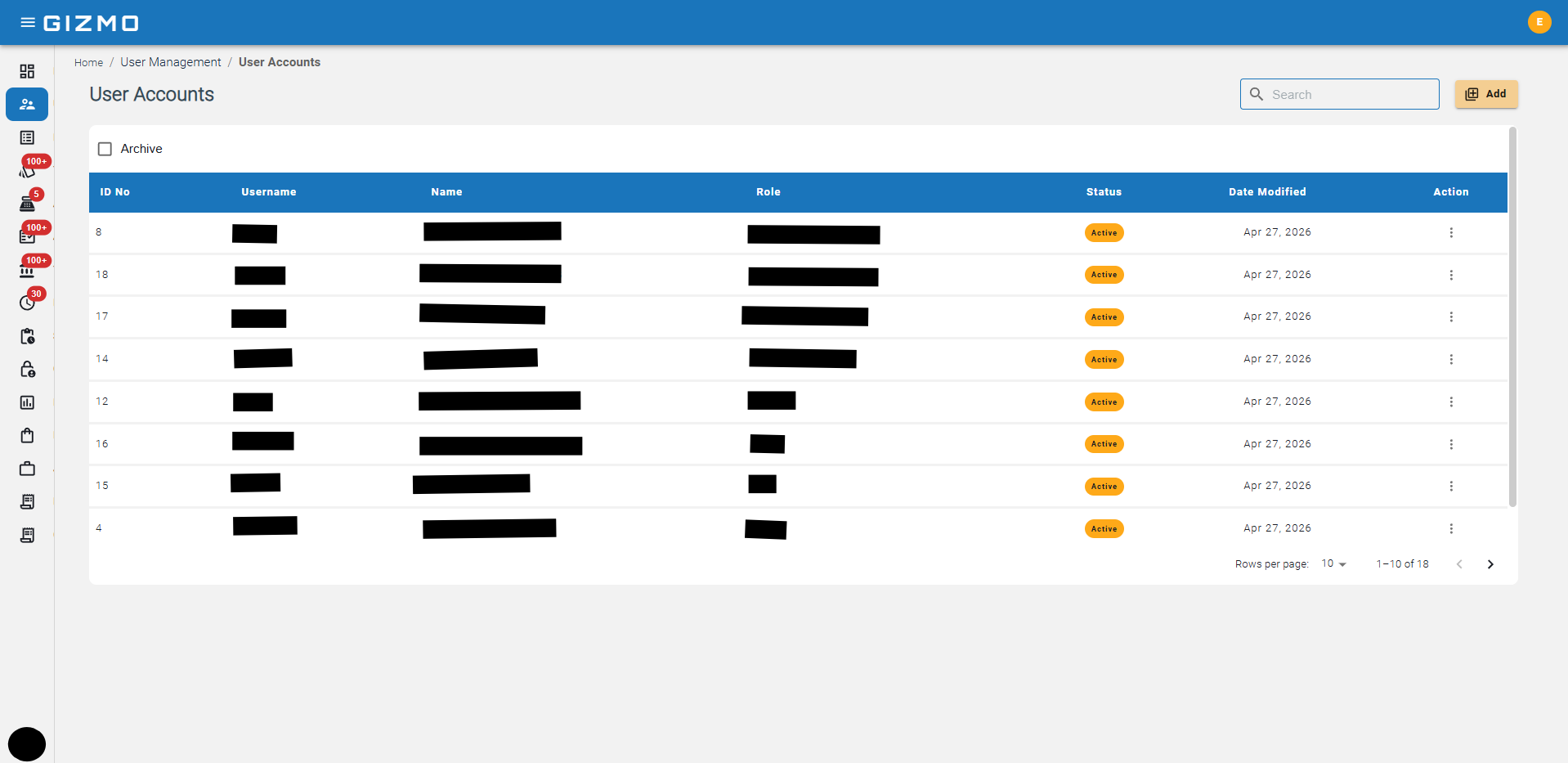 GIZMO — Accounting System screenshot 2